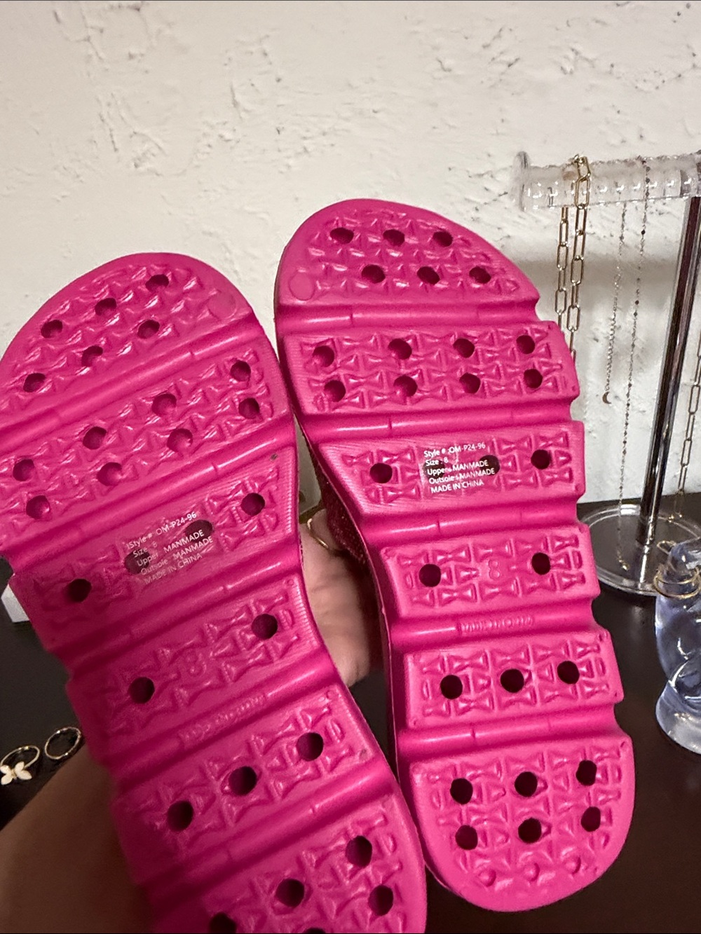 Olivia Miller Hot Pink Crystal Slide Sandals - Picture 4 of 7